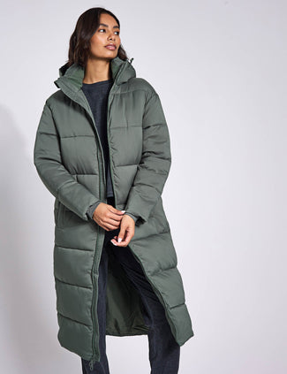 Long Puffer Jacket - Thyme