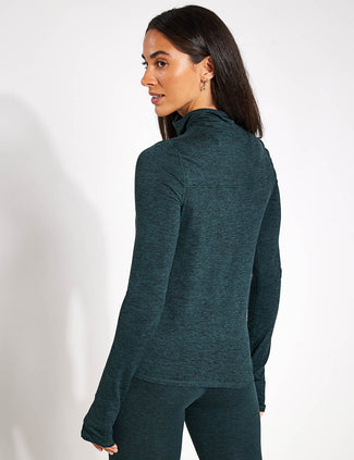 ReSet Mock Neck Half Zip - Moss Heather