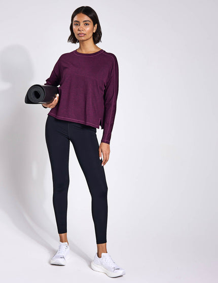 Girlfriend Collective ReSet Long Sleeve Tee - Plum Heatherimage3- The Sports Edit