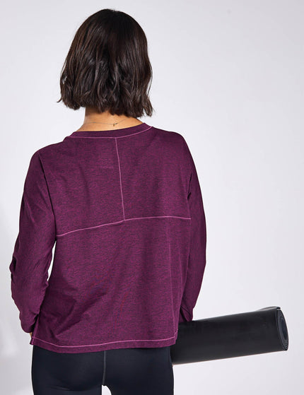 Girlfriend Collective ReSet Long Sleeve Tee - Plum Heatherimage2- The Sports Edit