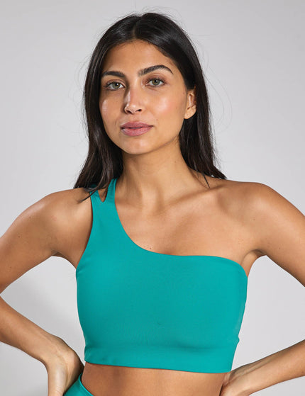 Girlfriend Collective Uma One Shoulder Bra - Peacockimage1- The Sports Edit