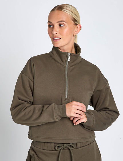 Girlfriend Collective Vega Half-Zip Sweatshirt - Minkimages3- The Sports Edit
