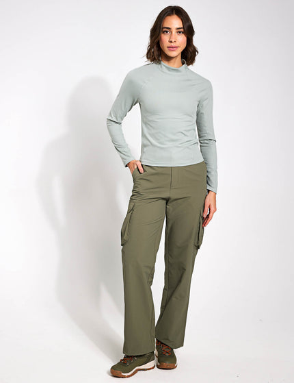 Goodmove Rib Funnel Neck Crop Top - Light Verdigrisimages4- The Sports Edit
