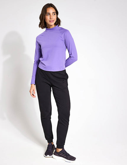 Goodmove Rib Funnel Neck Crop Top - Purpleimages4- The Sports Edit