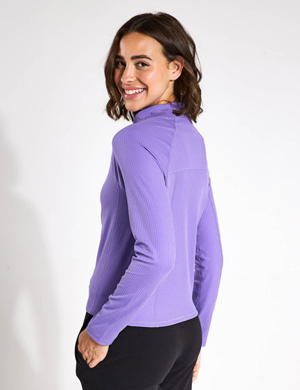 Goodmove Rib Funnel Neck Crop Top - Purpleimages2- The Sports Edit
