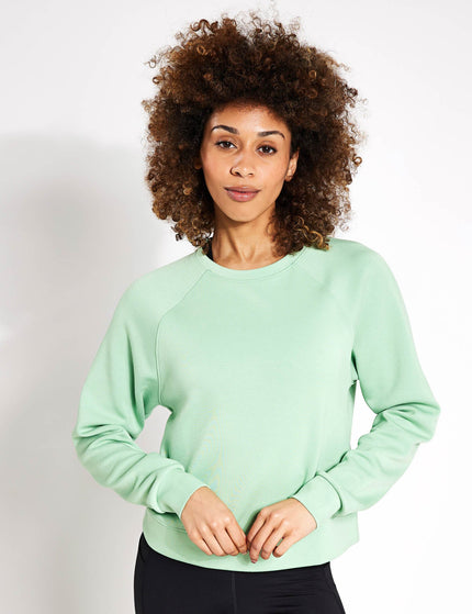 Goodmove Scoop Neck Relaxed Crop Yoga Sweatshirt - Pale Leafimage1- The Sports Edit