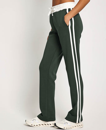 Nikki Wide Leg Jogger - Deep Green