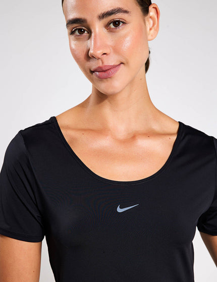 Nike One Classic Dri-FIT Short-Sleeve Cropped Twist Top - Black/Whiteimage3- The Sports Edit