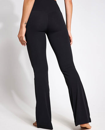 Zenvy High Waisted Flared Leggings - Black