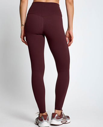 Zenvy High Waisted Leggings - Burgundy Crush/Black