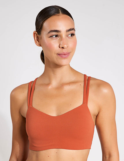 Nike Zenvy Strappy Sports Bra - Burnt Sunrise/Whiteimage1- The Sports Edit