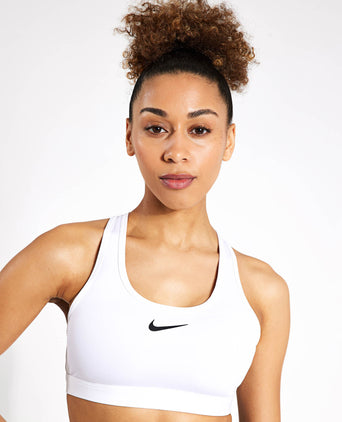 Swoosh Medium Support Bra - White/Stone Mauve/Black