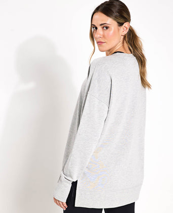 After Class Longline Sweatshirt - Light Grey Marl