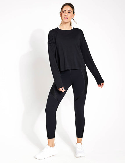 Sweaty Betty Essential Crop Long Sleeve T-Shirt - Blackimage4- The Sports Edit