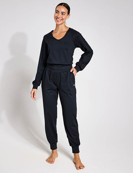 Sweaty Betty Gaia Yoga Long Sleeve Jumpsuit - Blackimage1- The Sports Edit