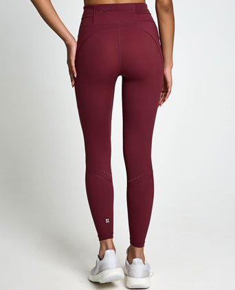 Runner's High Power 7/8 Leggings - Merlot Red