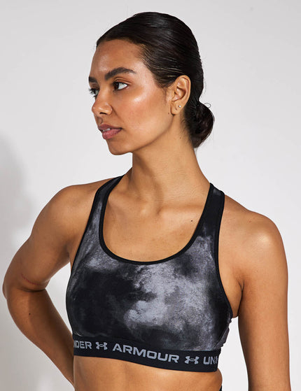 Under Armour Armour Mid Crossback Printed Sports Bra - Black/Titan Greyimage1- The Sports Edit