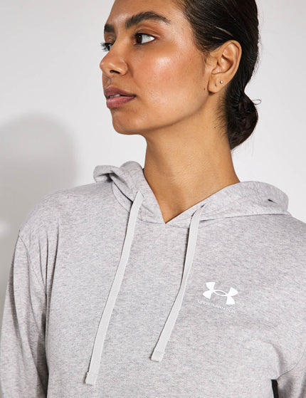 Under Armour Rival Terry Hoodie - Mod Grey Light Heather/Whiteimage3- The Sports Edit