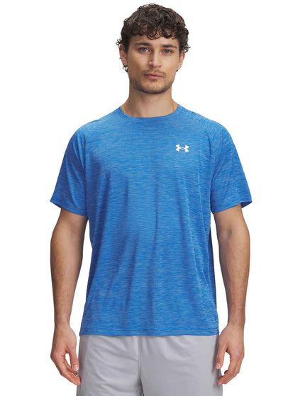 Under Armour Tech Textured Short Sleeve - Blue Atlantis/Whiteimages1- The Sports Edit