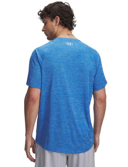 Under Armour Tech Textured Short Sleeve - Blue Atlantis/Whiteimages2- The Sports Edit