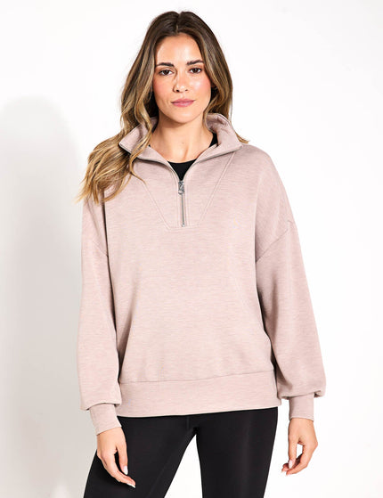 Varley Hawley Half Zip Sweat - Taupe Marlimage2- The Sports Edit