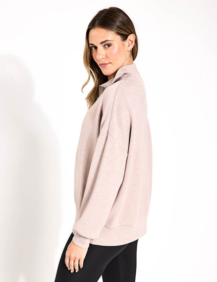 Varley Hawley Half Zip Sweat - Taupe Marlimage3- The Sports Edit