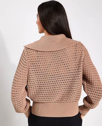 Eloise Zip-Through Knit - Warm Taupe
