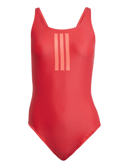adidas 3-Stripes V-Back Swimsuit - Pure Ruby/Lucid Redimage6- The Sports Edit