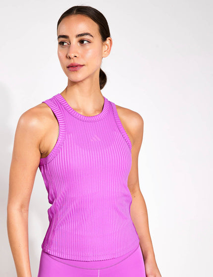 adidas All Gym Seasonal Rib Tight Fit Tonal 3-Stripes Tank Top - Purple Burstimage1- The Sports Edit