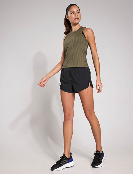 adidas All Gym Seasonal Rib Tight Fit Tonal 3-Stripes Tank Top - Olive Strataimage5- The Sports Edit