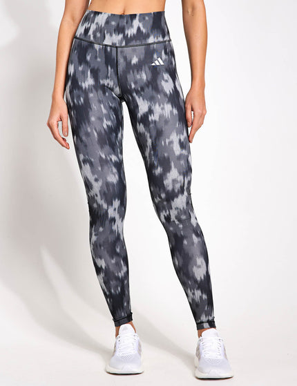 adidas Optime Essentials Allover Print Flower Tie-Dye Leggings - Black/Grey Fiveimage1- The Sports Edit