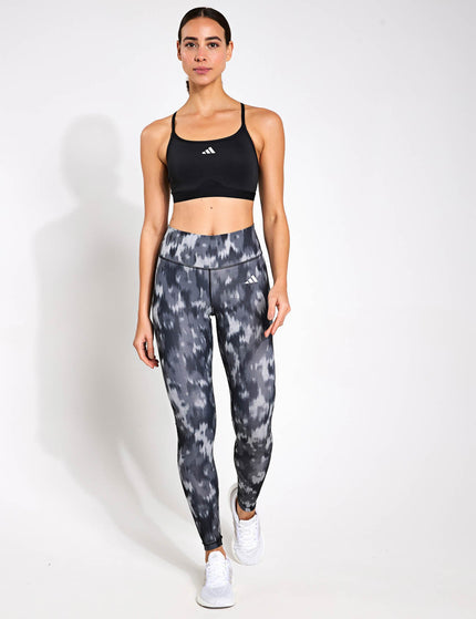 adidas Optime Essentials Allover Print Flower Tie-Dye Leggings - Black/Grey Fiveimage4- The Sports Edit