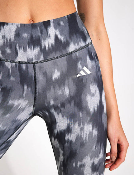 adidas Optime Essentials Allover Print Flower Tie-Dye Leggings - Black/Grey Fiveimage3- The Sports Edit