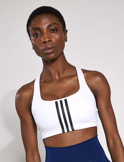 adidas Powerimpact Training Medium-Support 3-Stripes Bra - Whiteimage1- The Sports Edit