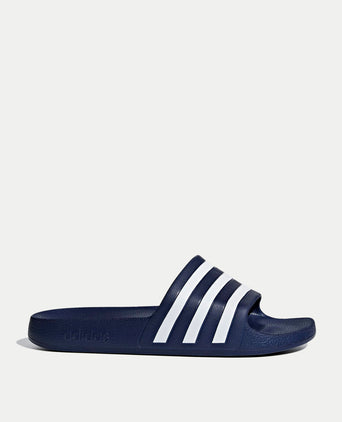 Adilette Aqua Slides - Dark Blue/Cloud White