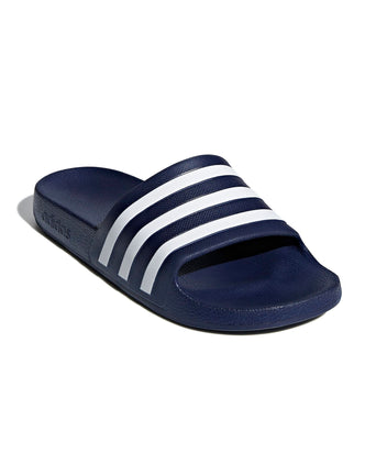 Adilette Aqua Slides - Dark Blue/Cloud White