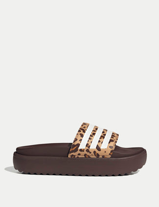 Adilette Platform Slides - Shadow Brown/Cloud White/Magic Beige