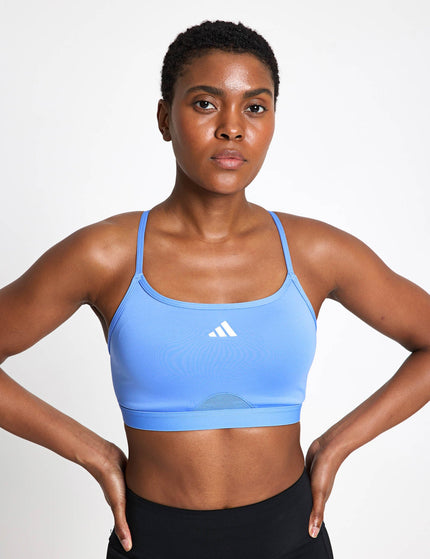 adidas Aeroreact Training 3-Stripes Bra - Blue Fusionimage1- The Sports Edit