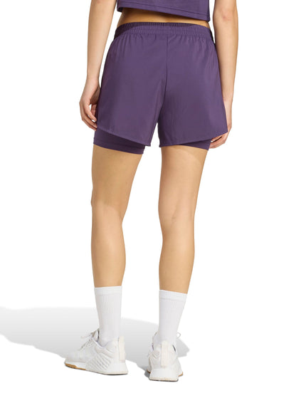 adidas AEROREADY Made For Training Minimal Two-In-One Shorts - Aurora Plum/Blackimage2- The Sports Edit
