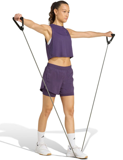 adidas AEROREADY Made For Training Minimal Two-In-One Shorts - Aurora Plum/Blackimage5- The Sports Edit