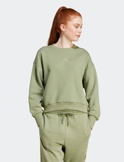 adidas ALL SZN Fleece Loose Sweatshirt - Tent Greenimage1- The Sports Edit