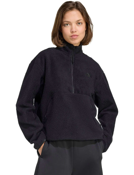 adidas City Tech High Pile Fleece Half-Zip Jacket - Blackimage1- The Sports Edit