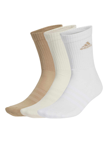 adidas Cushioned Crew Socks 3 Pairs - White/Wonder White/Warm Sandstoneimage1- The Sports Edit