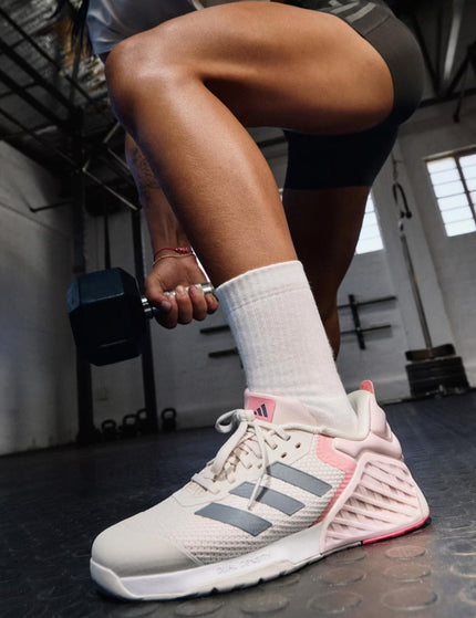 adidas Dropset 3 Shoes - Chalk White/Iron Metallic/Semi Pink Sparkimage7- The Sports Edit