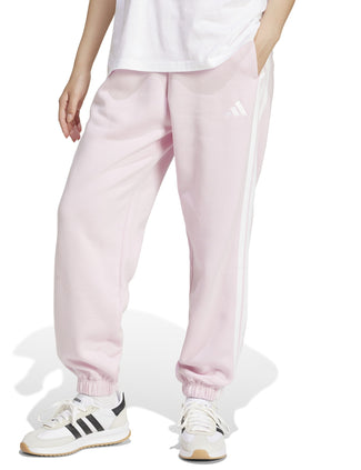 Essentials 3-Stripes Fleece Loose-Fit Joggers - Clear Pink/White