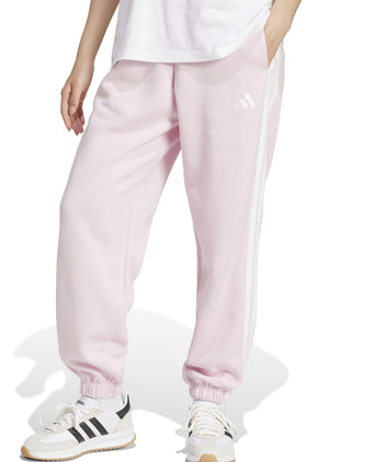Essentials 3-Stripes Fleece Loose-Fit Joggers - Clear Pink/White