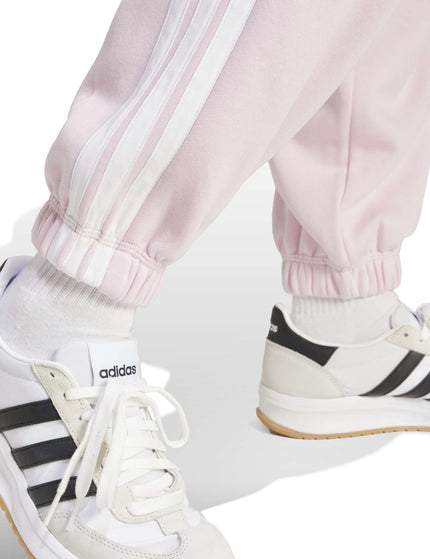 adidas Essentials 3-Stripes Fleece Loose-Fit Joggers - Clear Pink/Whiteimages4- The Sports Edit