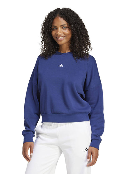 adidas Essentials Small Logo Feelcozy Sweatshirt - Dark Blue/Whiteimage1- The Sports Edit