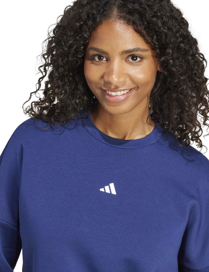 adidas Essentials Small Logo Feelcozy Sweatshirt - Dark Blue/Whiteimage3- The Sports Edit