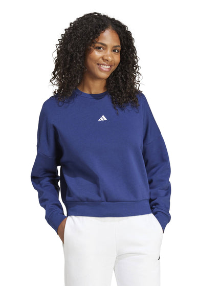 adidas Essentials Small Logo Feelcozy Sweatshirt - Dark Blue/Whiteimage5- The Sports Edit